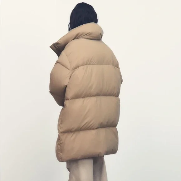 Zara Taupe Brown Down Coat Thermal Edition - Picture 2 of 11